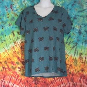 LulaRoe Christy T Fox pattern green